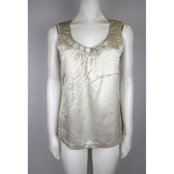 DANA BUCHMAN - WOMEN'S BEIGE SILKY TEXTURED TANK TOP BLOUSE - SIZE M - Picture 1 of 6